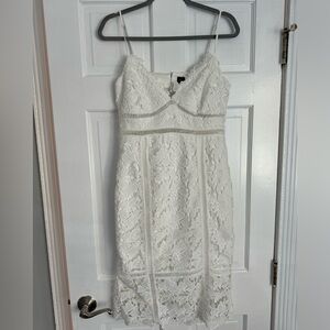 Midi White Lace Floral Dress